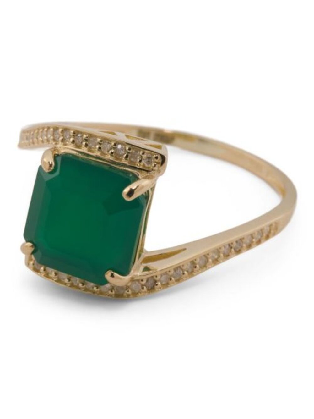 GEMOLIO 10kt Gold Green Chalcedony Diamond Ring